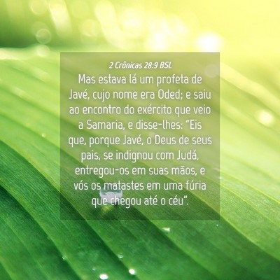 Picture 04 - 2 Crônicas 28:9 BSL - Mas estava lá um profeta de Javé, cujo nome era - Bible Verse Picture