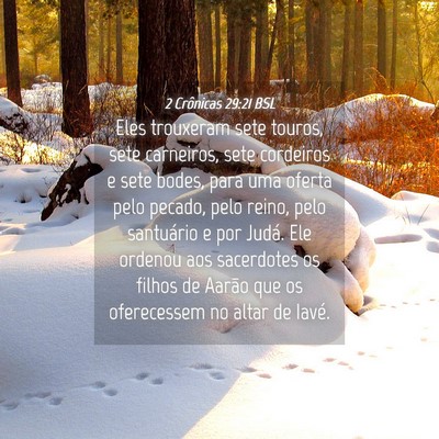 Picture 04 - 2 Crônicas 29:21 BSL - Eles trouxeram sete touros, sete carneiros, sete - Bible Verse Picture