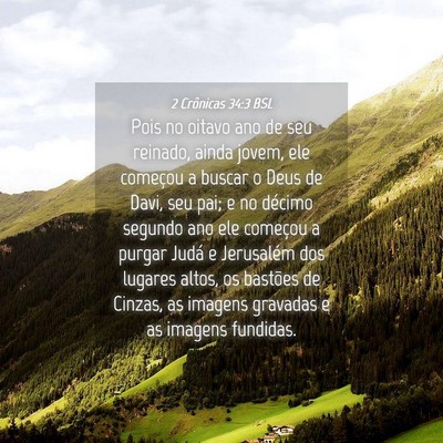 Picture 04 - 2 Crônicas 34:3 BSL - Pois no oitavo ano de seu reinado, ainda jovem, - Bible Verse Picture