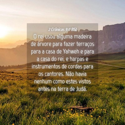 Picture 04 - 2 Crônicas 9:11 BSL - O rei usou alguma madeira de árvore para fazer - Bible Verse Picture