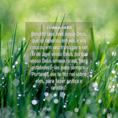 Picture 04 - 2 Crônicas 9:8 BSL - Bendito seja Javé vosso Deus, que se deleitou em - Bible Verse Picture