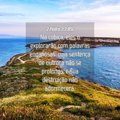 Picture 04 - 2 Pedro 2:3 BSL - Na cobiça, eles o explorarão com palavras - Bible Verse Picture
