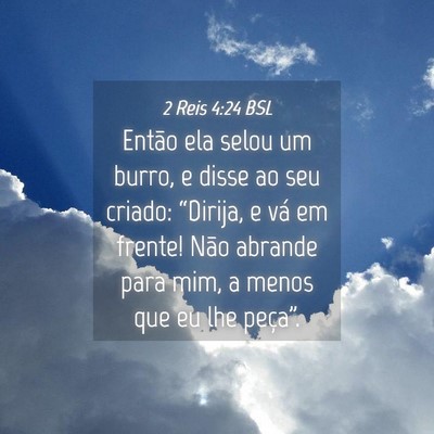 Picture 04 - 2 Reis 4:24 BSL - Então ela selou um burro, e disse ao seu criado: - Bible Verse Picture