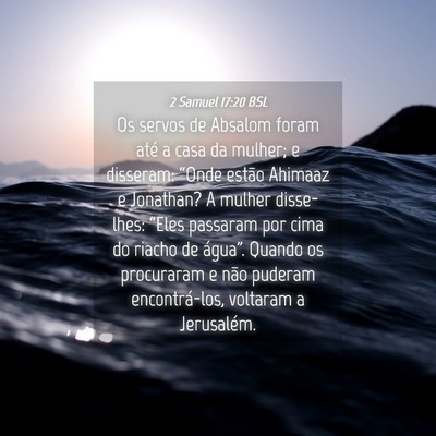 Picture 04 - 2 Samuel 17:20 BSL - Os servos de Absalom foram até a casa da mulher; - Bible Verse Picture