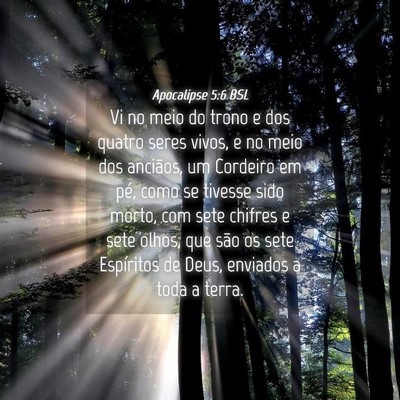 Picture 04 - Apocalipse 5:6 BSL - Vi no meio do trono e dos quatro seres vivos, e - Bible Verse Picture