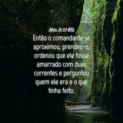 Picture 04 - Atos 21:33 BSL - Então o comandante se aproximou, prendeu-o, - Bible Verse Picture