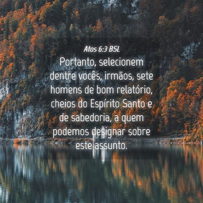 Picture 04 - Atos 6:3 BSL - Portanto, selecionem dentre vocês, irmãos, sete - Bible Verse Picture
