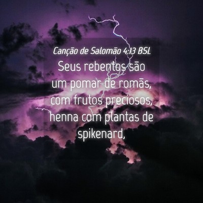 Picture 04 - Canção de Salomão 4:13 BSL - Seus rebentos são um pomar de romãs, com frutos - Bible Verse Picture