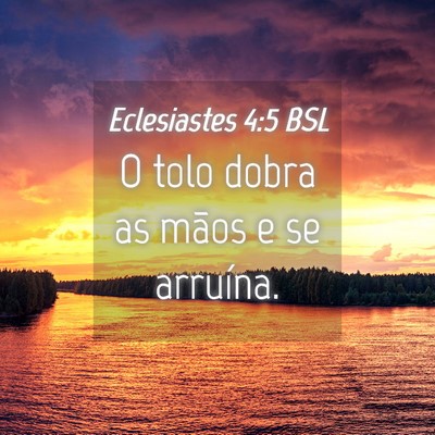 Picture 04 - Eclesiastes 4:5 BSL - O tolo dobra as mãos e se - Bible Verse Picture