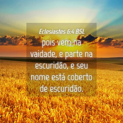 Picture 04 - Eclesiastes 6:4 BSL - pois vem na vaidade, e parte na escuridão, e seu - Bible Verse Picture
