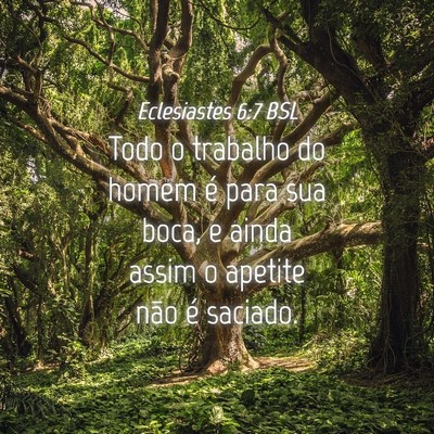 Picture 04 - Eclesiastes 6:7 BSL - Todo o trabalho do homem é para sua boca, e - Bible Verse Picture