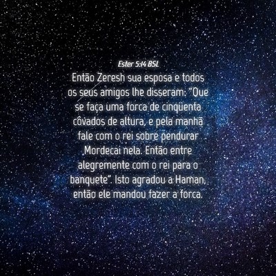 Picture 04 - Ester 5:14 BSL - Então Zeresh sua esposa e todos os seus amigos - Bible Verse Picture
