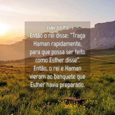 Picture 04 - Ester 5:5 BSL - Então o rei disse: “Traga Haman rapidamente, - Bible Verse Picture