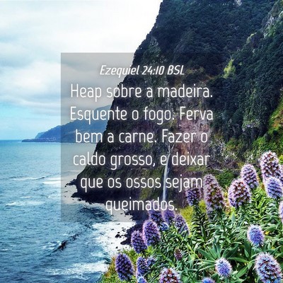 Picture 04 - Ezequiel 24:10 BSL - Heap sobre a madeira. Esquente o fogo. Ferva bem - Bible Verse Picture