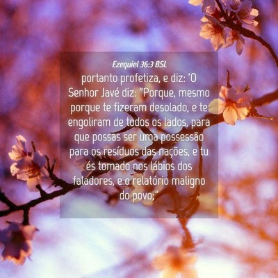 Picture 04 - Ezequiel 36:3 BSL - portanto profetiza, e diz: 'O Senhor Javé diz: - Bible Verse Picture