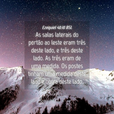 Picture 04 - Ezequiel 40:10 BSL - As salas laterais do portão ao leste eram três - Bible Verse Picture