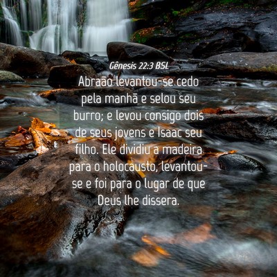 Picture 04 - Gênesis 22:3 BSL - Abraão levantou-se cedo pela manhã e selou seu - Bible Verse Picture