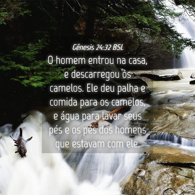 Picture 04 - Gênesis 24:32 BSL - O homem entrou na casa, e descarregou os camelos. - Bible Verse Picture