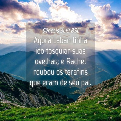 Picture 04 - Gênesis 31:19 BSL - Agora Laban tinha ido tosquiar suas ovelhas; e - Bible Verse Picture