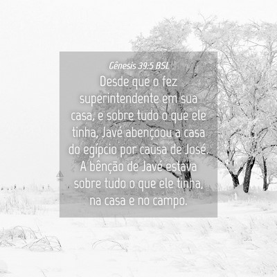 Picture 04 - Gênesis 39:5 BSL - Desde que o fez superintendente em sua casa, e - Bible Verse Picture