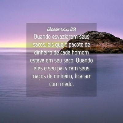 Picture 04 - Gênesis 42:35 BSL - Quando esvaziaram seus sacos, eis que o pacote de - Bible Verse Picture