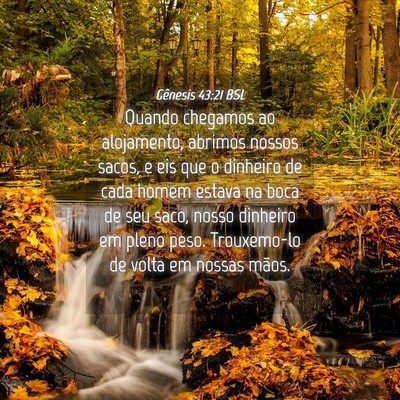 Picture 04 - Gênesis 43:21 BSL - Quando chegamos ao alojamento, abrimos nossos - Bible Verse Picture