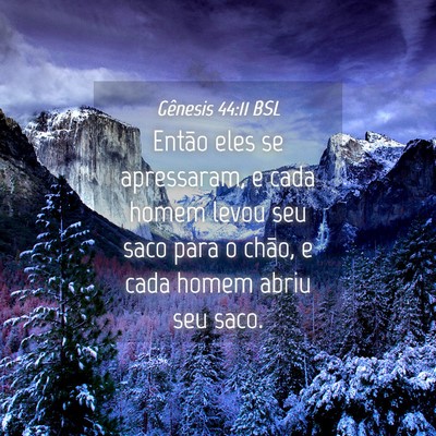 Picture 04 - Gênesis 44:11 BSL - Então eles se apressaram, e cada homem levou seu - Bible Verse Picture