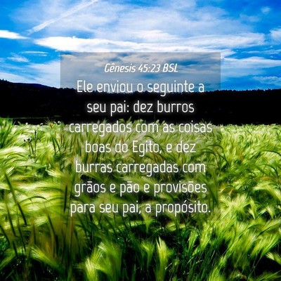 Picture 04 - Gênesis 45:23 BSL - Ele enviou o seguinte a seu pai: dez burros - Bible Verse Picture