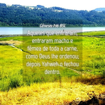 Picture 04 - Gênesis 7:16 BSL - Aqueles que entraram, entraram macho e fêmea de - Bible Verse Picture