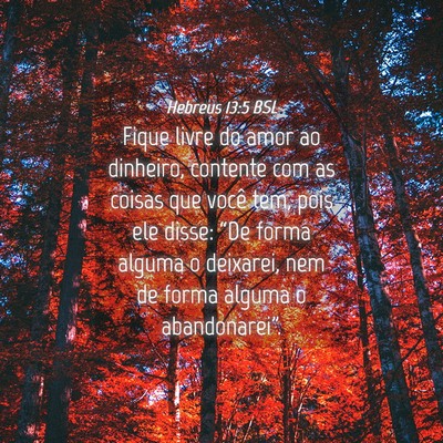 Picture 04 - Hebreus 13:5 BSL - Fique livre do amor ao dinheiro, contente com as - Bible Verse Picture
