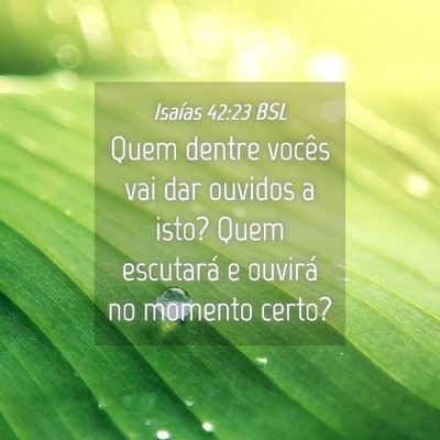 Picture 04 - Isaías 42:23 BSL - Quem dentre vocês vai dar ouvidos a isto? Quem - Bible Verse Picture