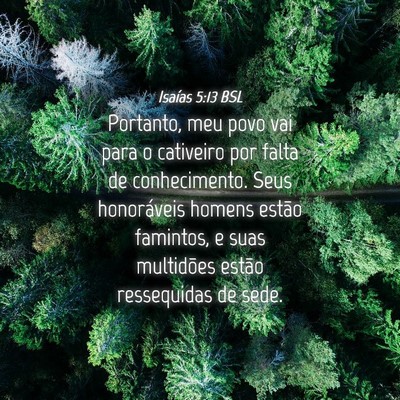 Picture 04 - Isaías 5:13 BSL - Portanto, meu povo vai para o cativeiro por falta - Bible Verse Picture