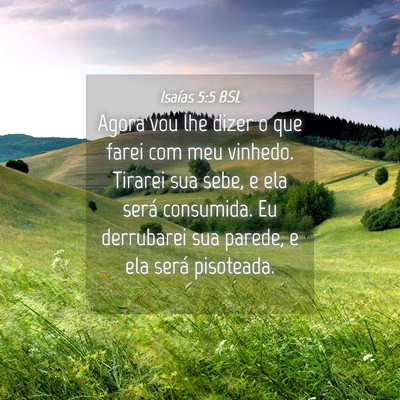 Picture 04 - Isaías 5:5 BSL - Agora vou lhe dizer o que farei com meu vinhedo. - Bible Verse Picture