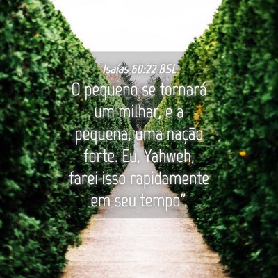 Picture 04 - Isaías 60:22 BSL - O pequeno se tornará um milhar, e a pequena, uma - Bible Verse Picture