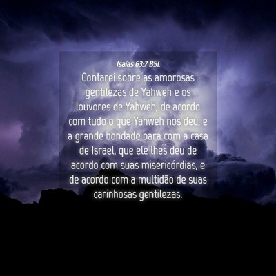 Picture 04 - Isaías 63:7 BSL - Contarei sobre as amorosas gentilezas de Yahweh e - Bible Verse Picture