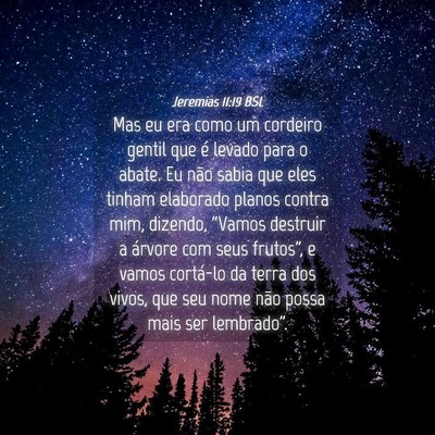 Picture 04 - Jeremias 11:19 BSL - Mas eu era como um cordeiro gentil que é levado - Bible Verse Picture