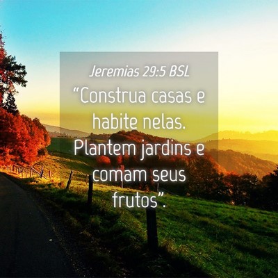 Picture 04 - Jeremias 29:5 BSL - “Construa casas e habite nelas. Plantem jardins - Bible Verse Picture