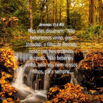 Picture 04 - Jeremias 35:6 BSL - Mas eles disseram: “Não beberemos vinho; pois - Bible Verse Picture