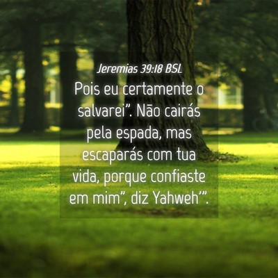 Picture 04 - Jeremias 39:18 BSL - Pois eu certamente o salvarei”. Não cairás - Bible Verse Picture