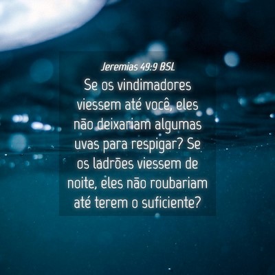 Picture 04 - Jeremias 49:9 BSL - Se os vindimadores viessem até você, eles não - Bible Verse Picture
