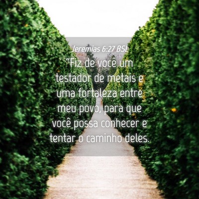 Picture 04 - Jeremias 6:27 BSL - “Fiz de você um testador de metais e uma - Bible Verse Picture