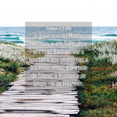 Picture 04 - Joshua 12:5 BSL - e governou no Monte Hermon, e em Salecah, e em - Bible Verse Picture