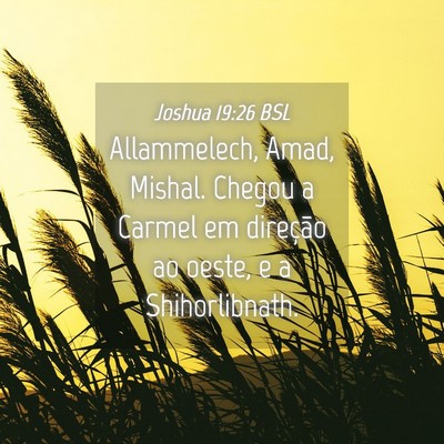 Picture 04 - Joshua 19:26 BSL - Allammelech, Amad, Mishal. Chegou a Carmel em - Bible Verse Picture