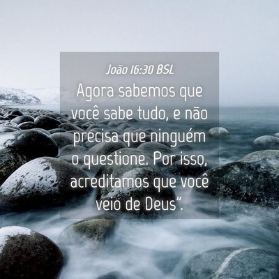 Picture 04 - João 16:30 BSL - Agora sabemos que você sabe tudo, e não precisa - Bible Verse Picture