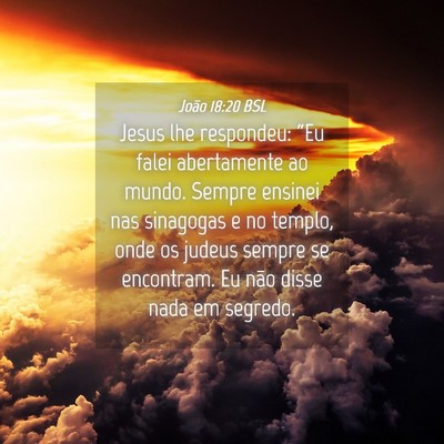 Picture 04 - João 18:20 BSL - Jesus lhe respondeu: “Eu falei abertamente ao - Bible Verse Picture