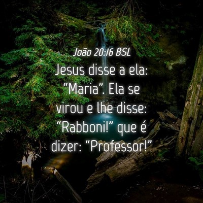 Picture 04 - João 20:16 BSL - Jesus disse a ela: “Maria”. Ela se virou e - Bible Verse Picture