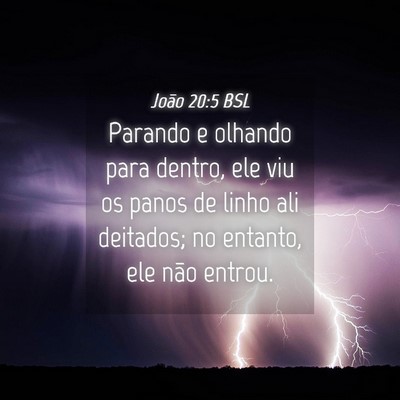 Picture 04 - João 20:5 BSL - Parando e olhando para dentro, ele viu os panos - Bible Verse Picture