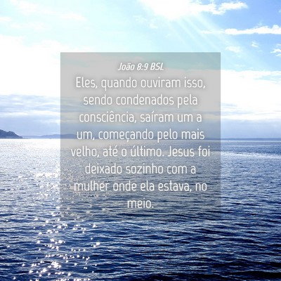 Picture 04 - João 8:9 BSL - Eles, quando ouviram isso, sendo condenados pela - Bible Verse Picture