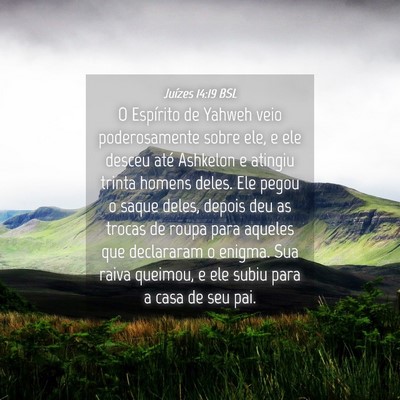 Picture 04 - Juízes 14:19 BSL - O Espírito de Yahweh veio poderosamente sobre - Bible Verse Picture