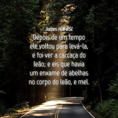 Picture 04 - Juízes 14:8 BSL - Depois de um tempo ele voltou para levá-la, e - Bible Verse Picture